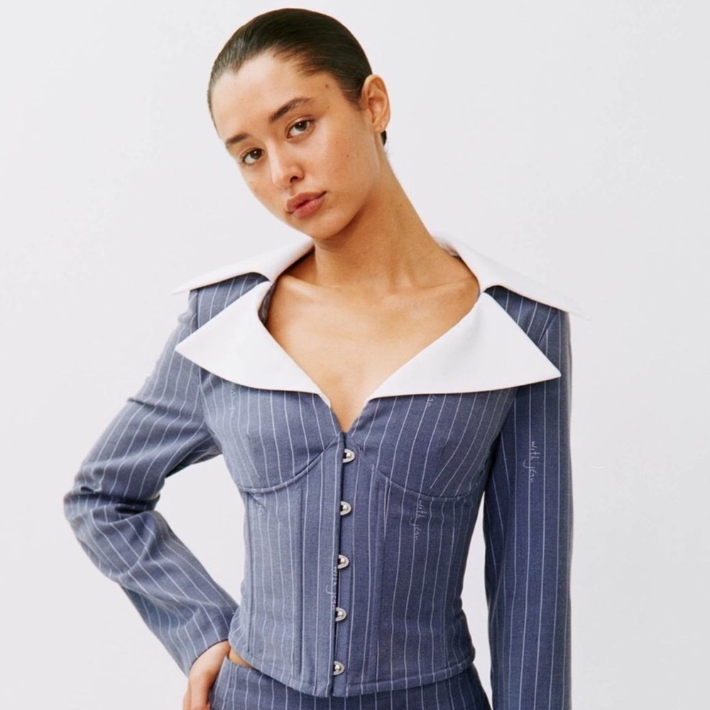 With Jean Pinstripe Claudia Corset Top